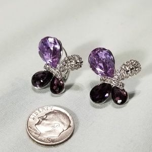 Purple crystal butterfly earrings